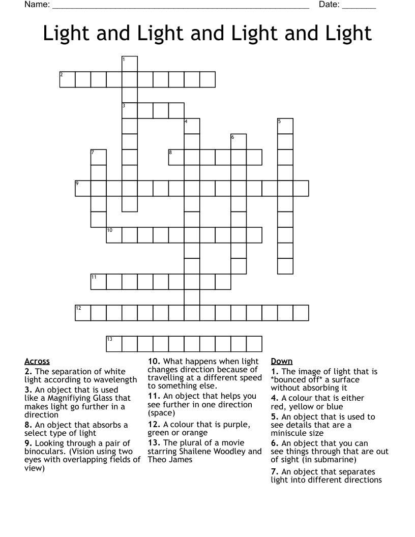 Light and Light and Light and Light Crossword