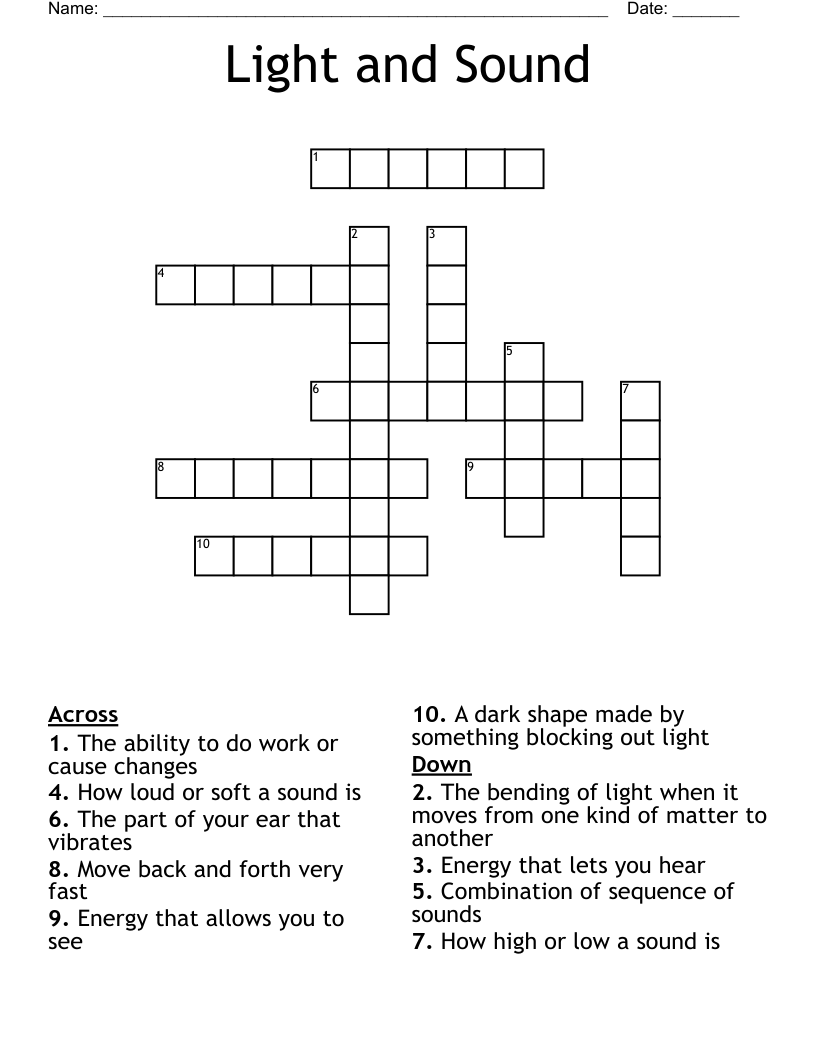 Light and Sound Crossword