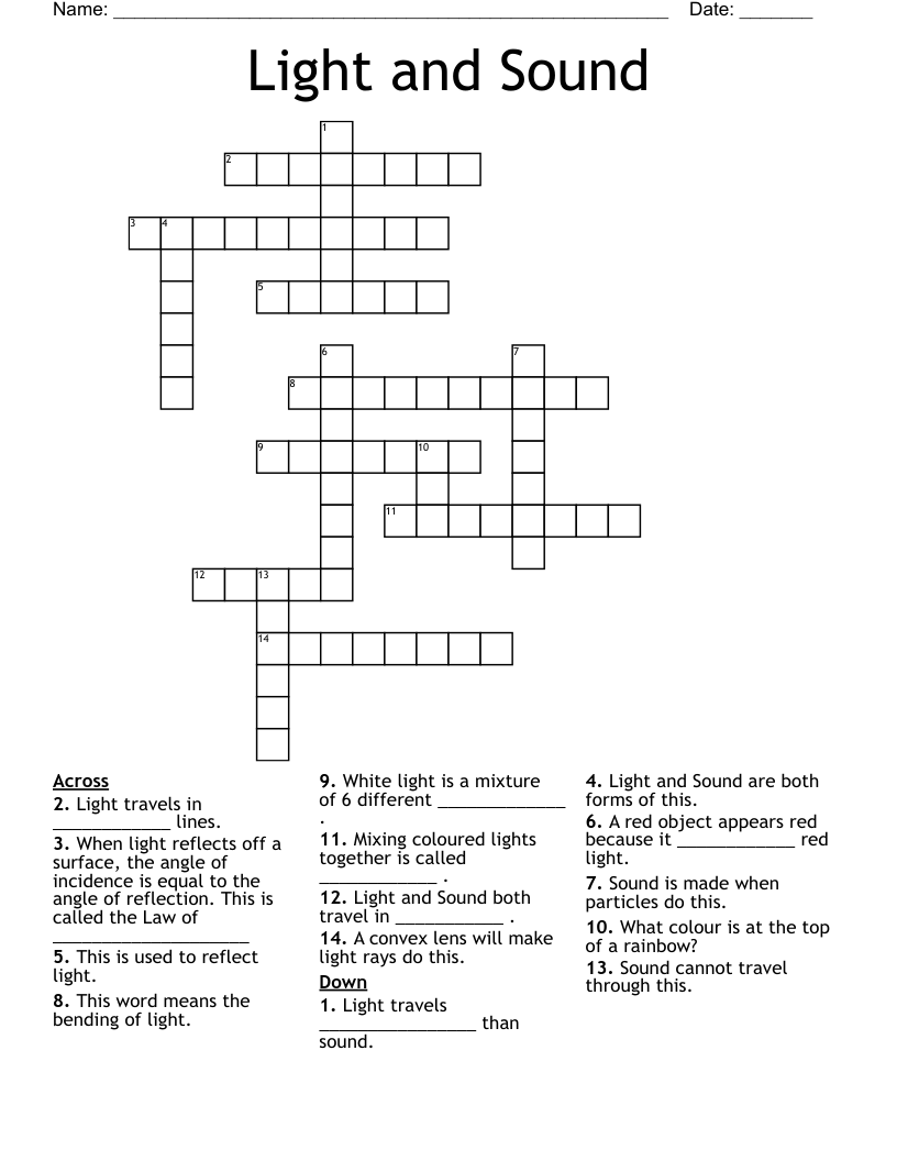 Light and Sound Crossword