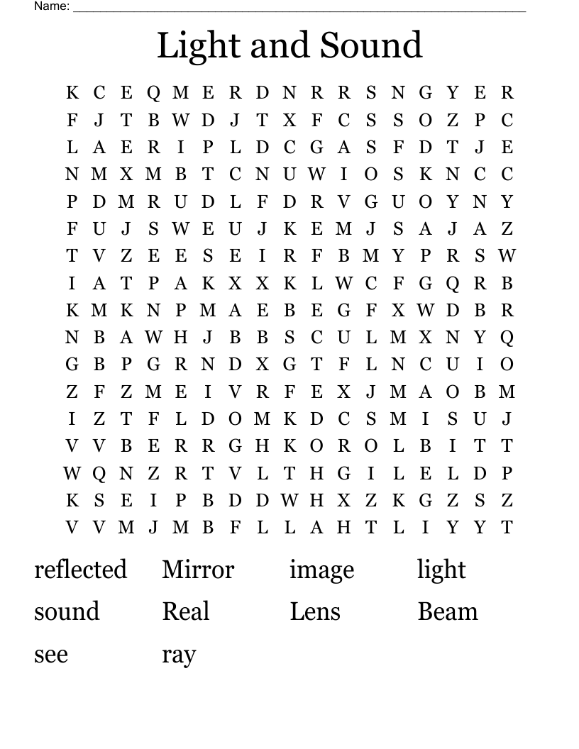 Light and Sound Word Search