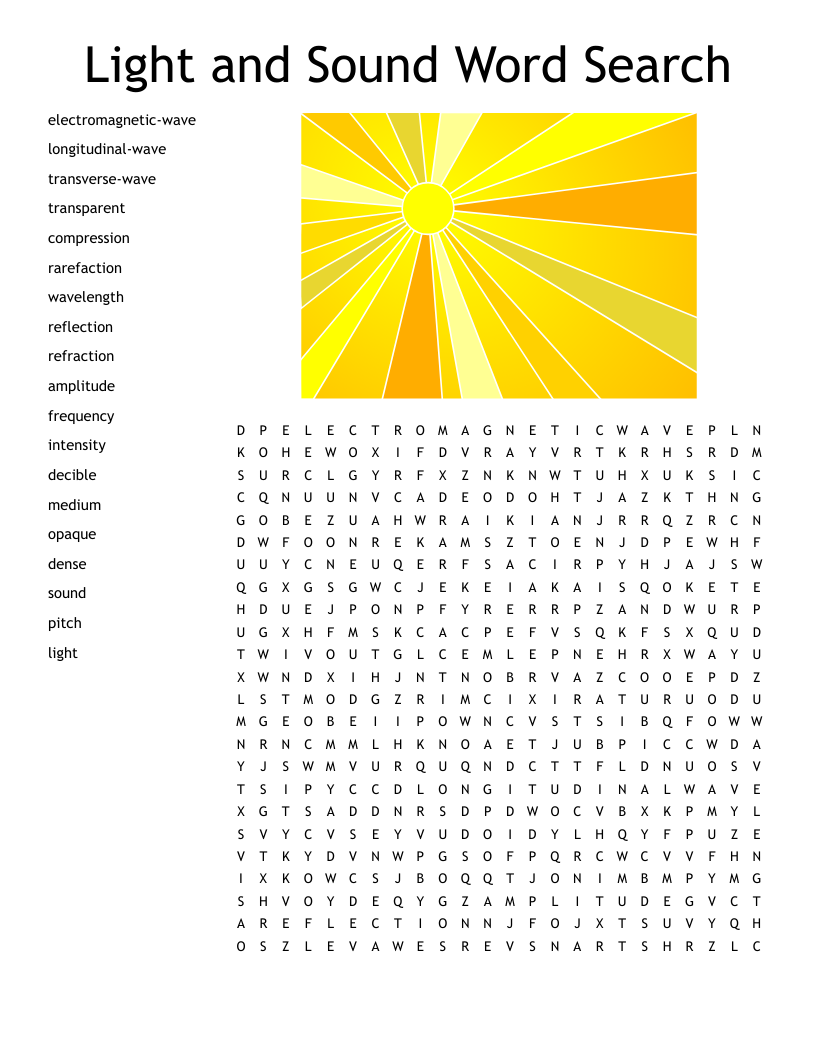 Light and Sound Word Search