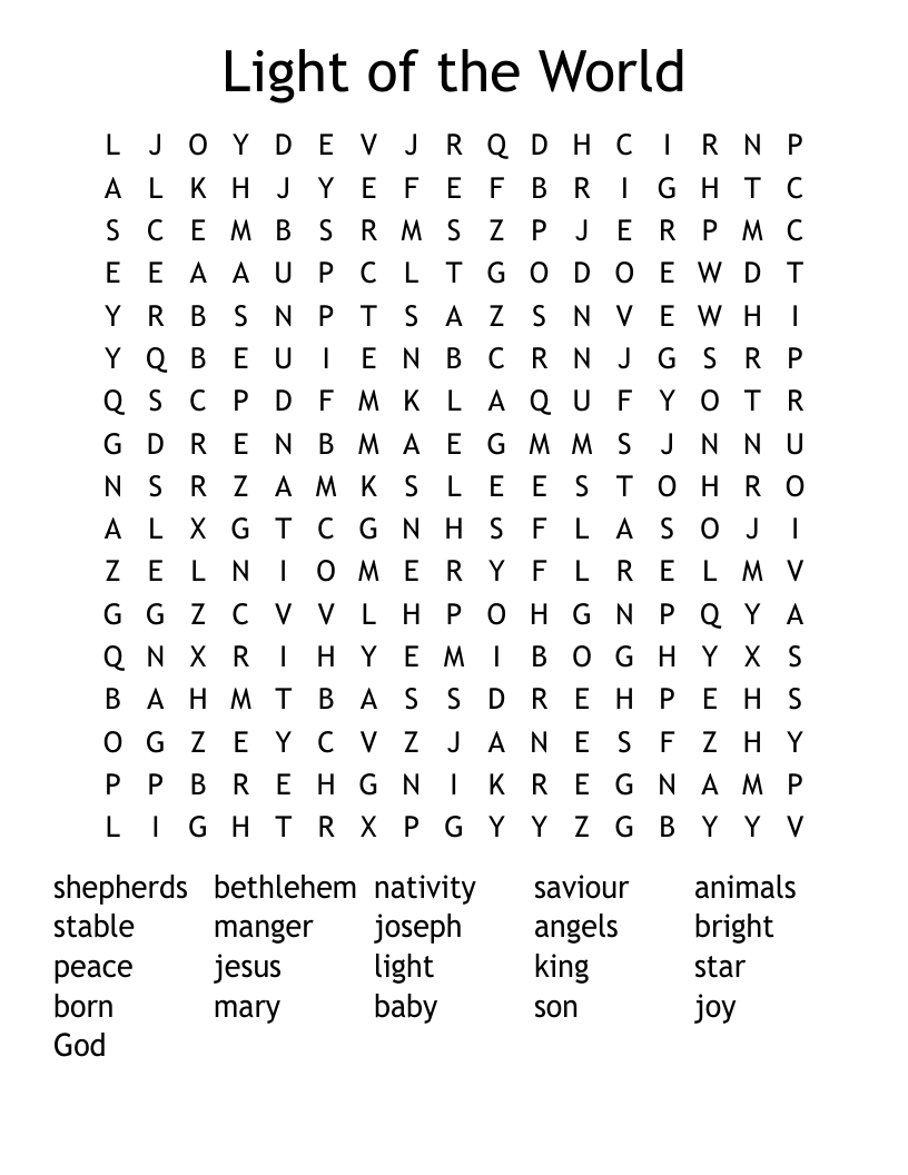 Light of the World Word Search