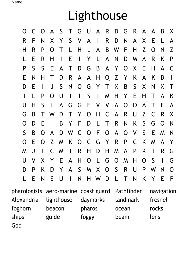 Lighthouse Word Search