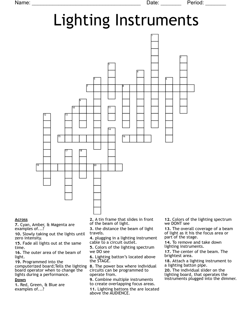 Lighting Instruments Crossword