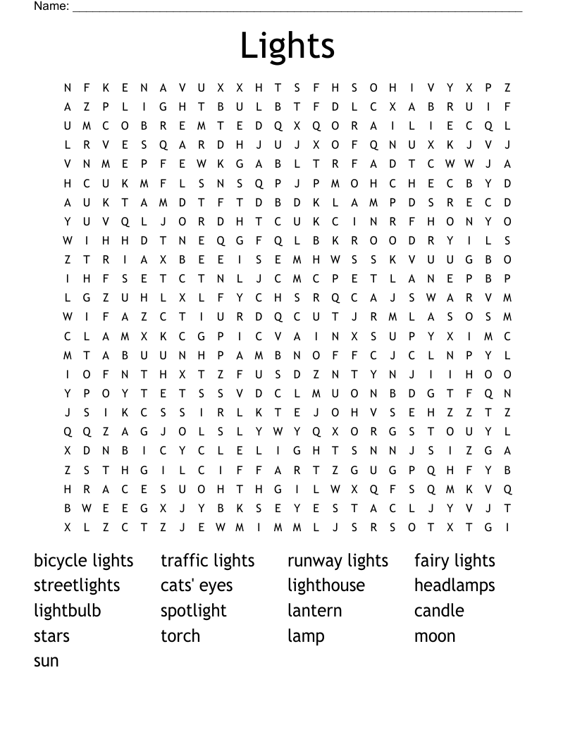 Lights Word Search