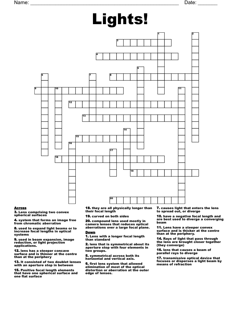 Lights! Crossword