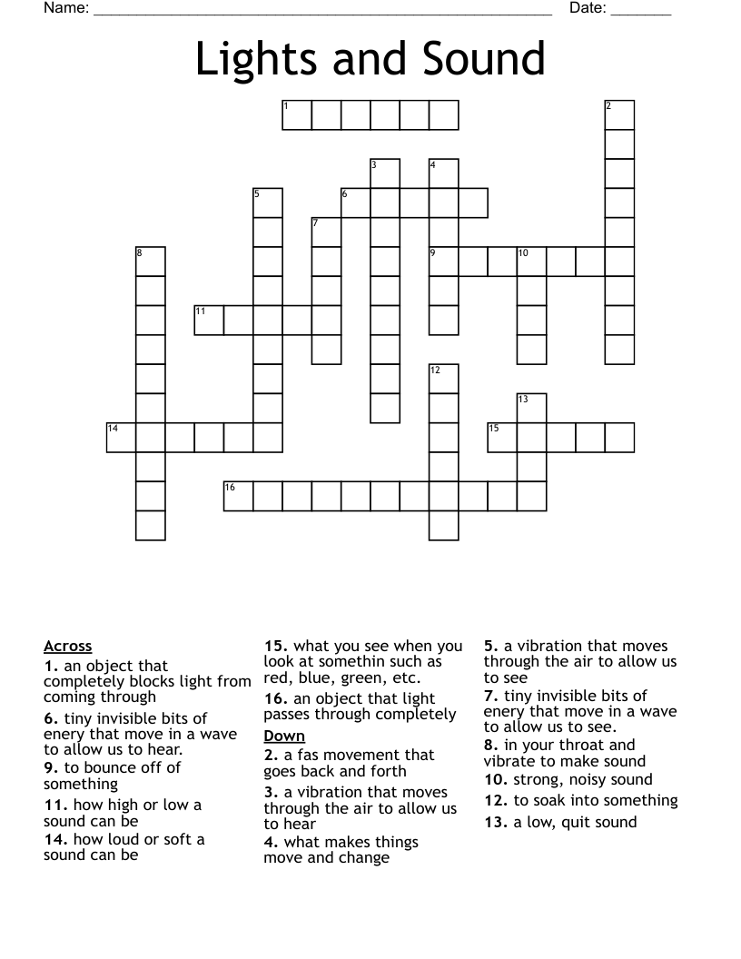 Lights and Sound Crossword