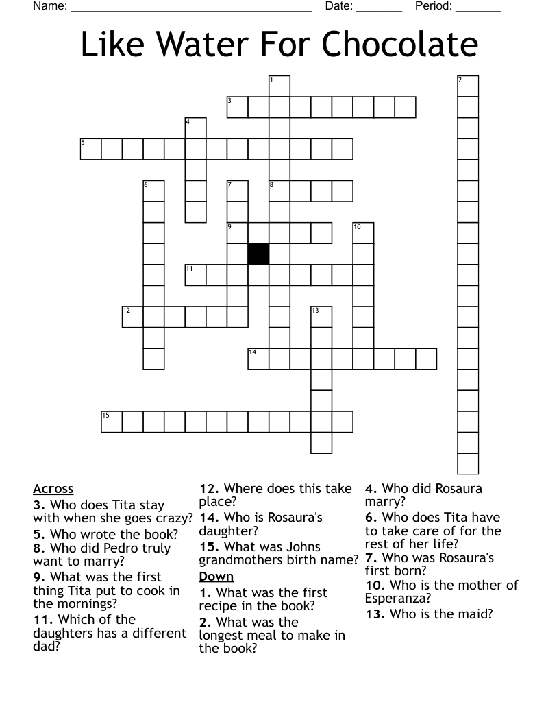 Like Water For Chocolate Crossword