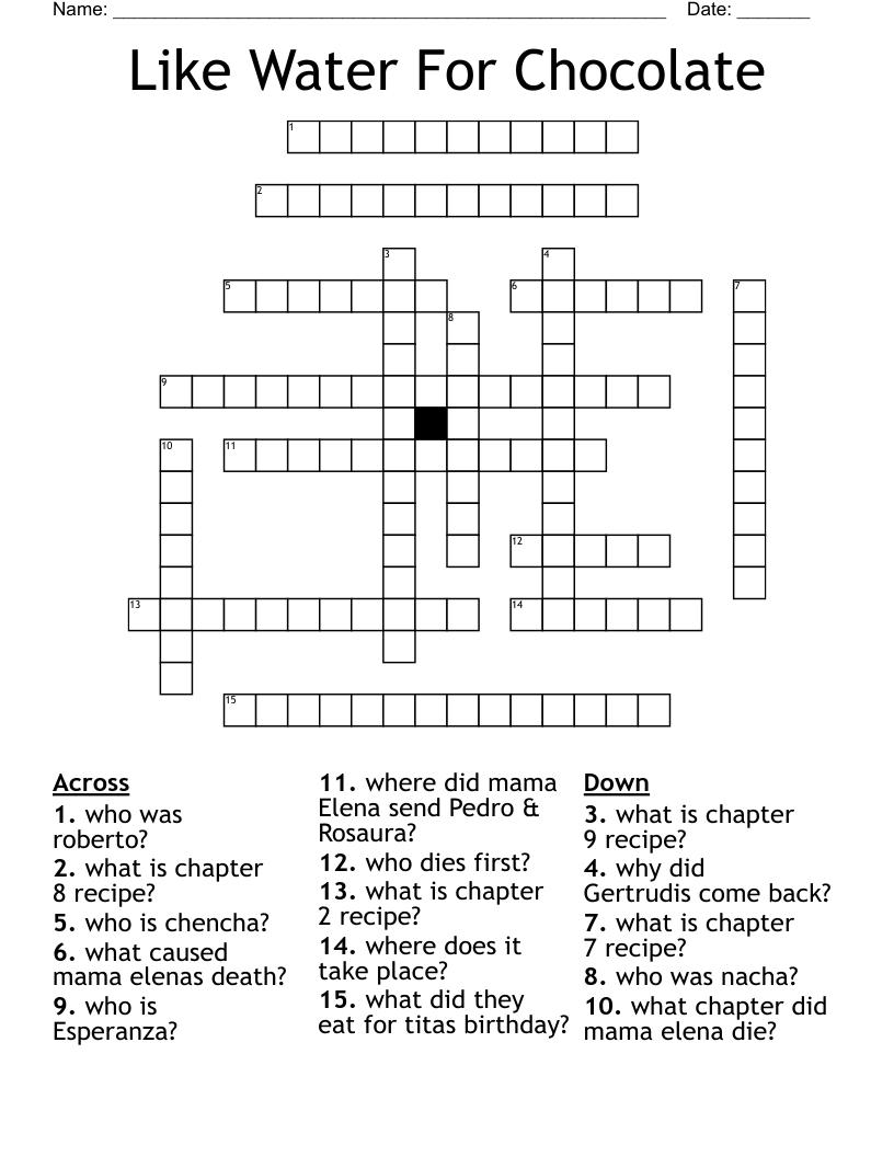 Like Water For Chocolate  Crossword