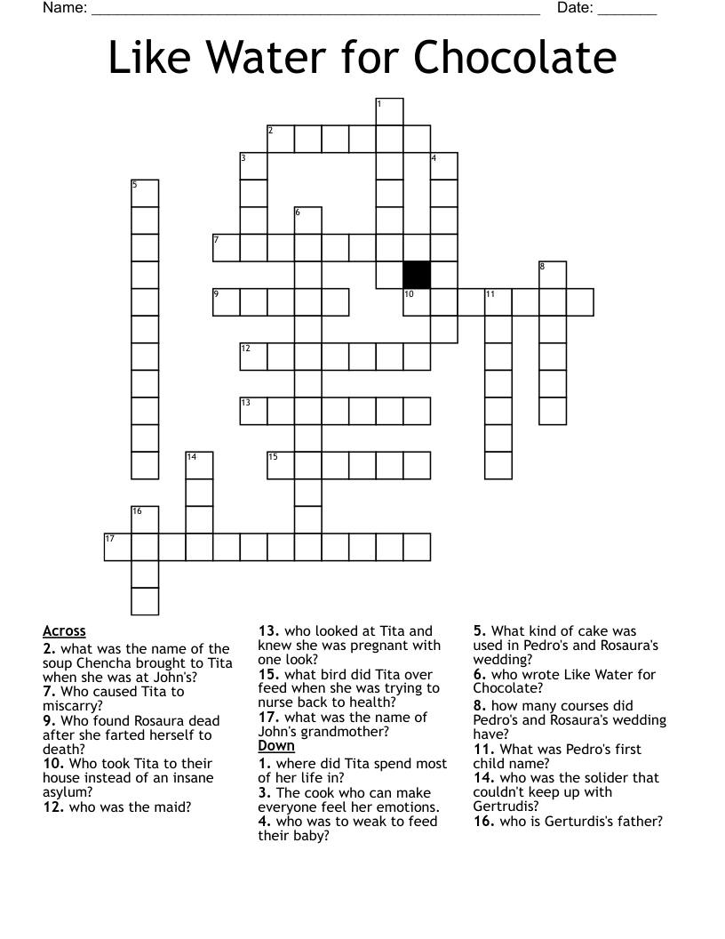 Like Water for Chocolate Crossword