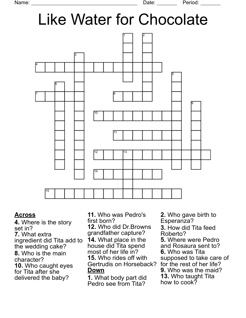 Like Water for Chocolate Crossword