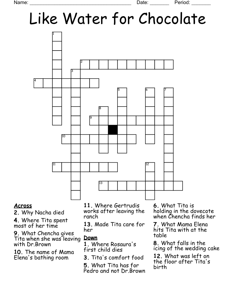 Like Water for Chocolate Crossword