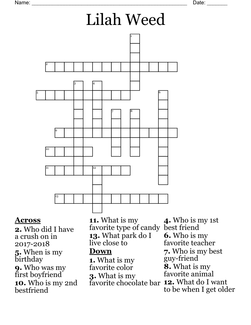 Lilah Weed Crossword