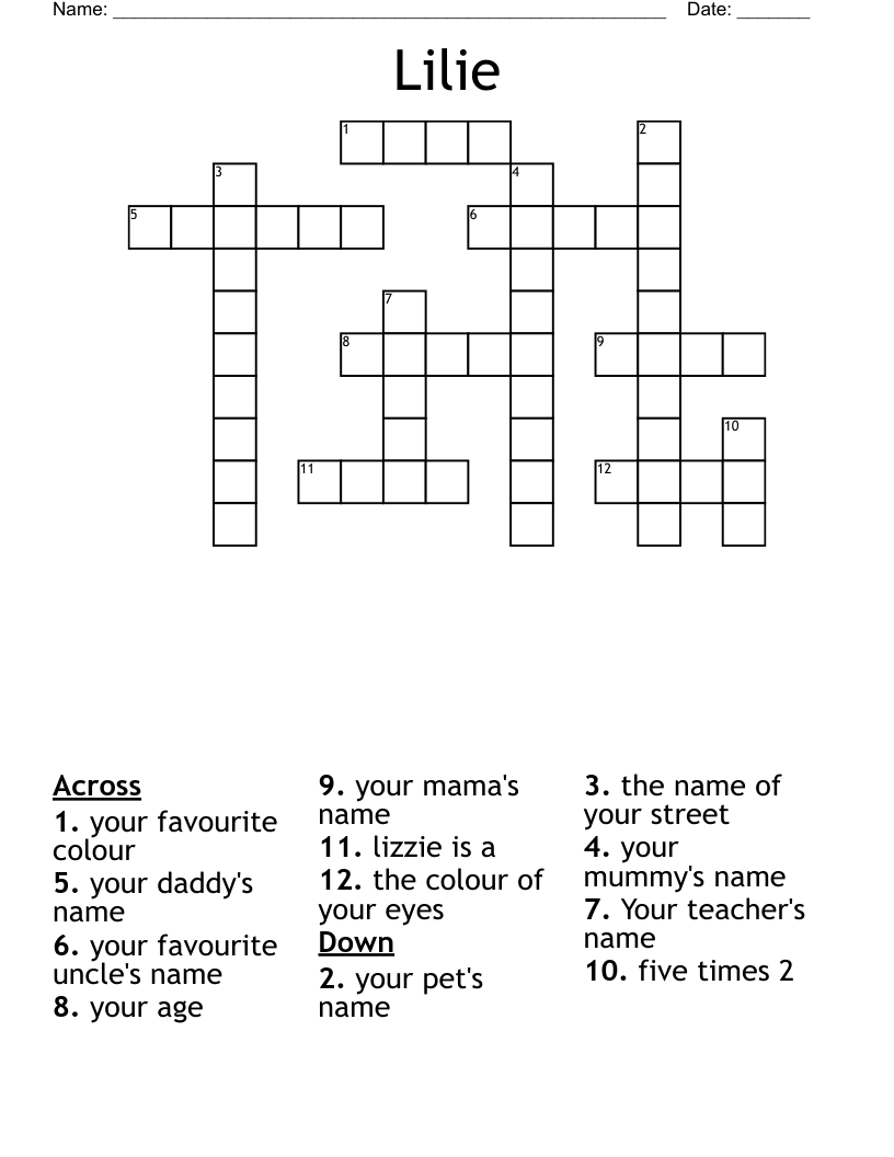 Lilie Crossword