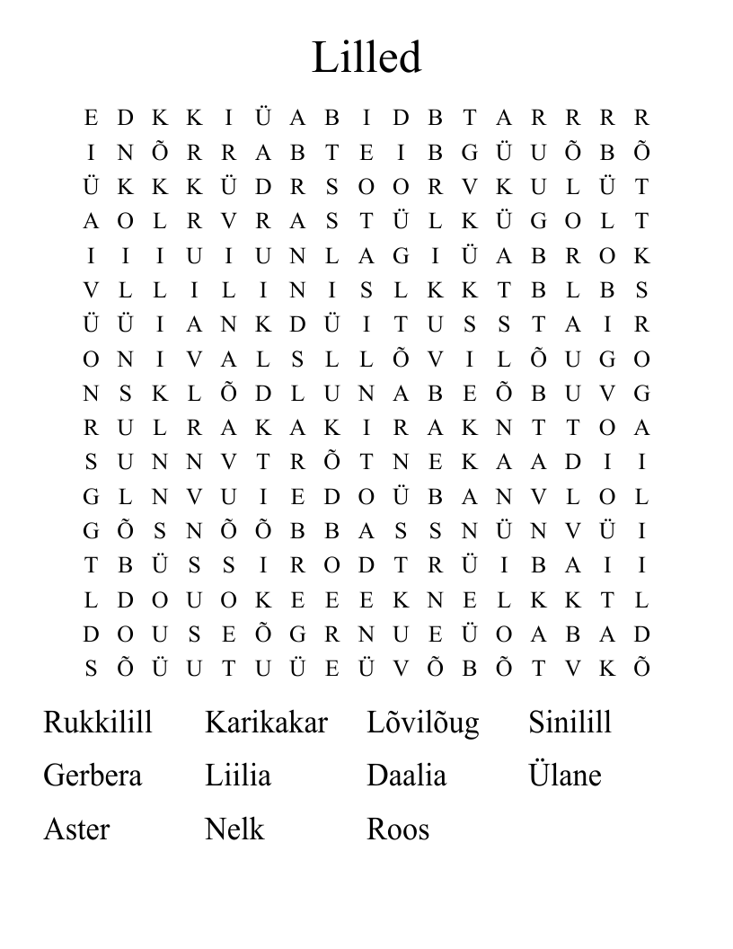 Lilled Word Search