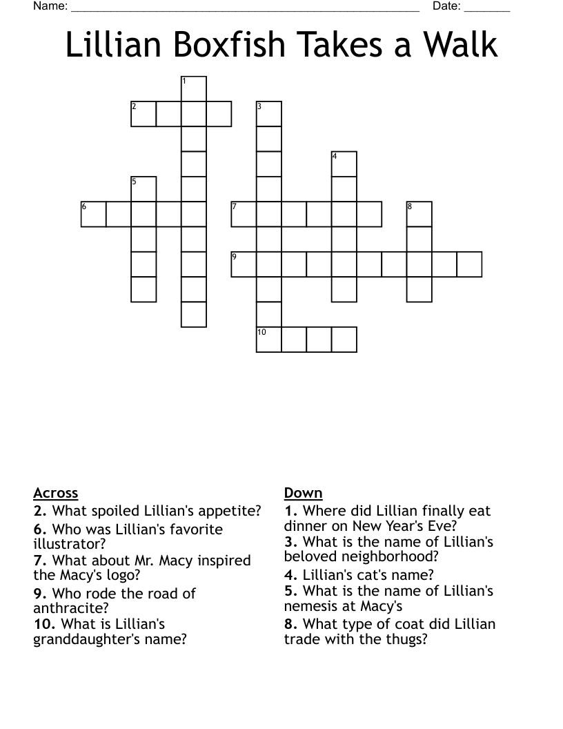 Lillian Boxfish Takes a Walk Crossword