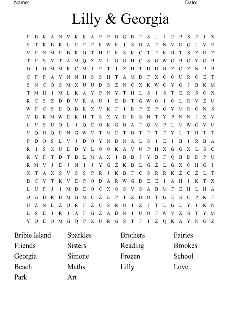 Lilly & Georgia  Word Search