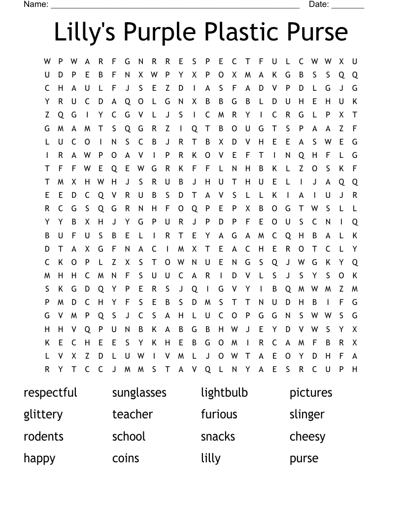 Lilly's Purple Plastic Purse Word Search