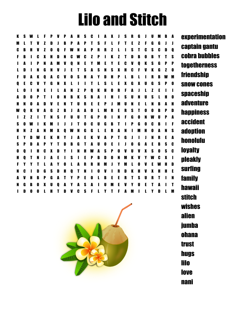 Lilo and Stitch  Word Search