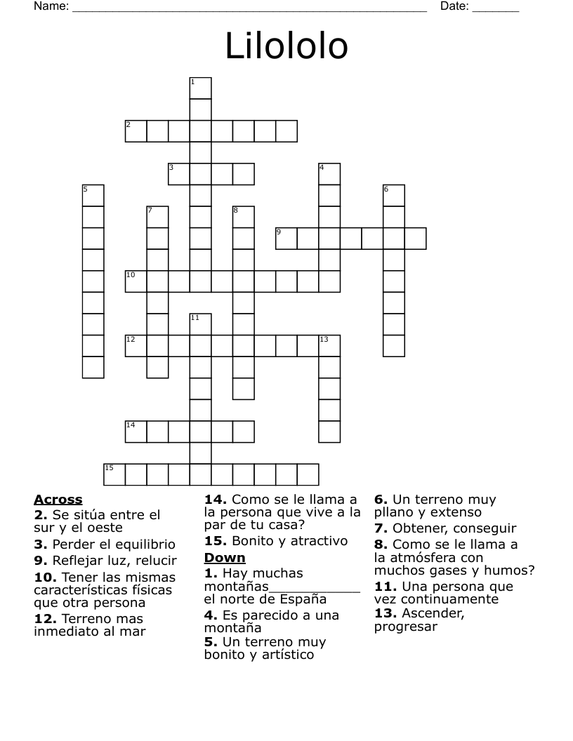 Lilololo Crossword