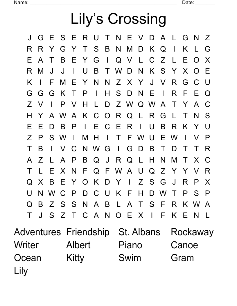 Lily’s Crossing  Word Search