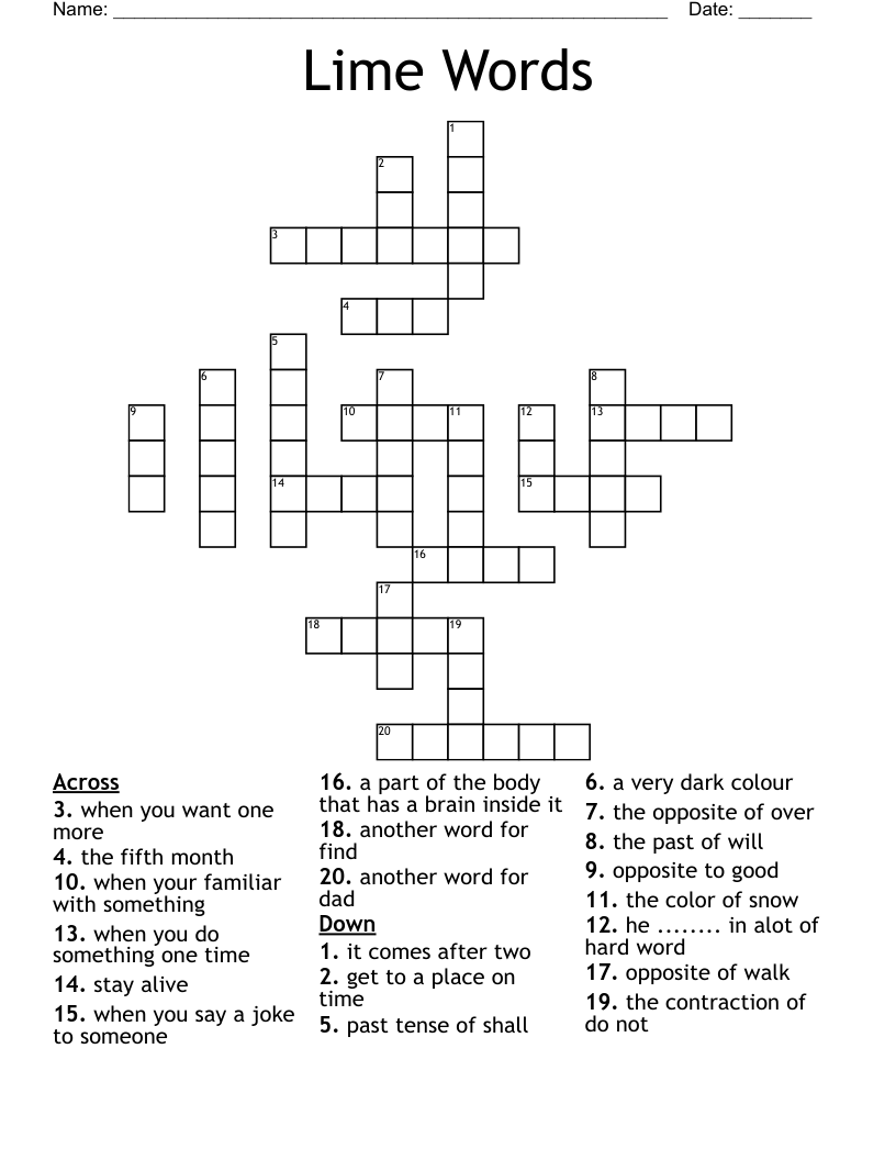 Lime Words Crossword