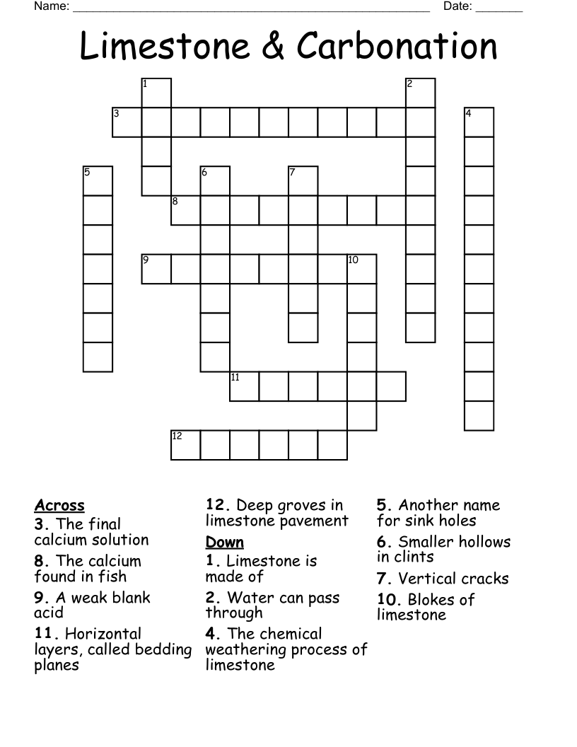 Limestone & Carbonation Crossword
