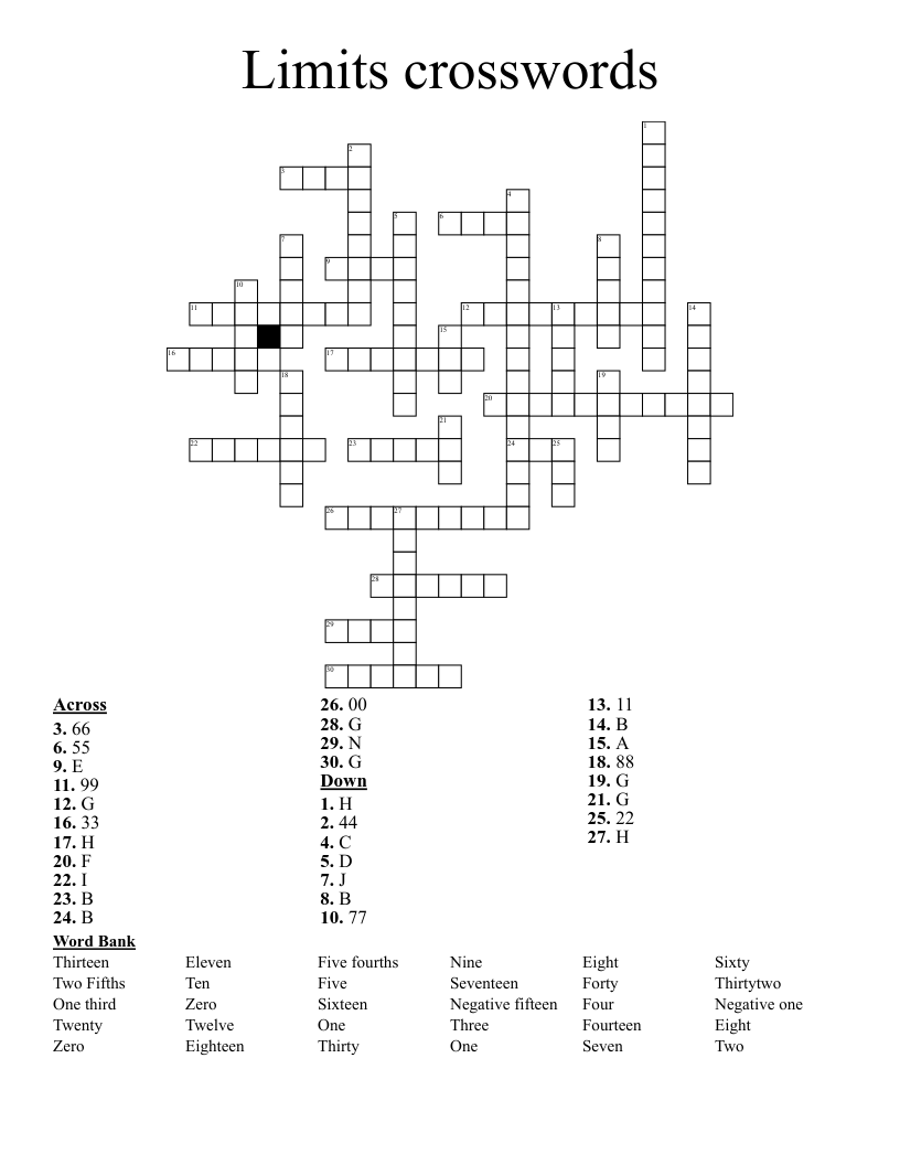 Limits crosswords