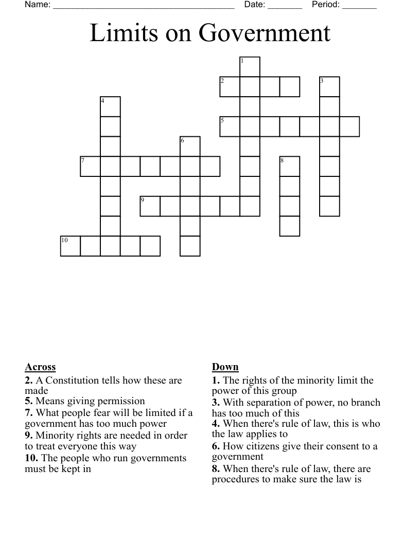 Limits on Government Crossword