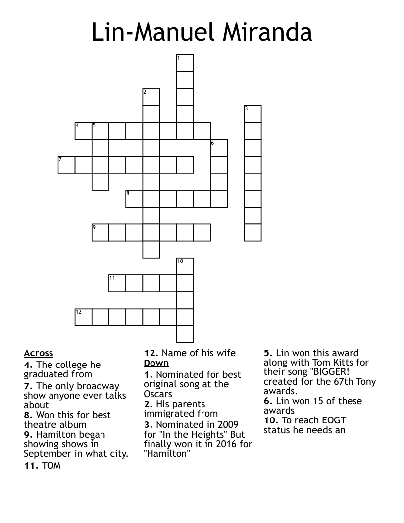 Lin-Manuel Miranda Crossword