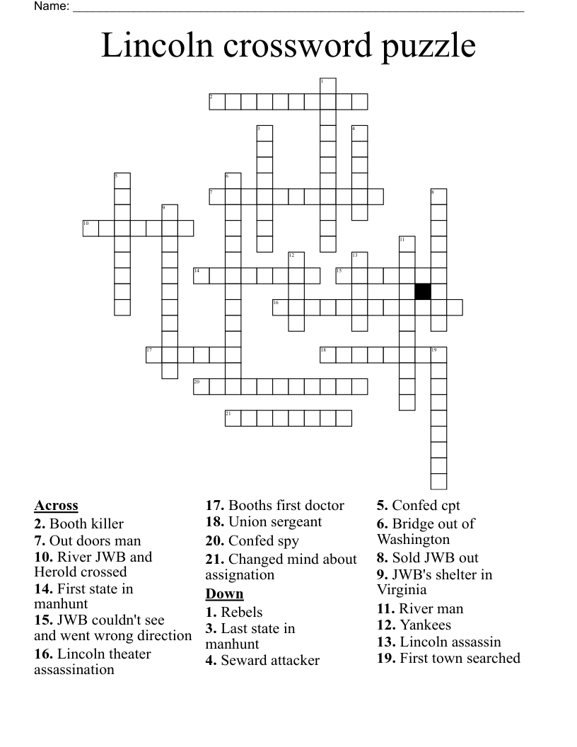 Lincoln crossword puzzle 