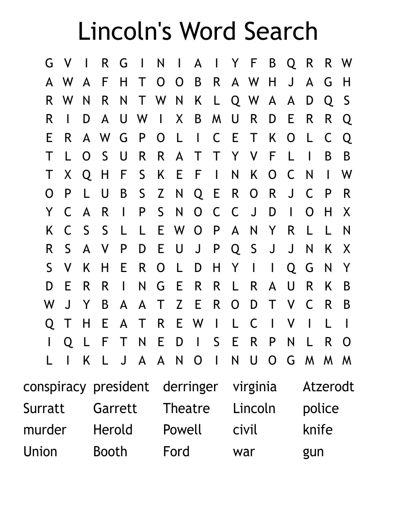 Lincoln's Word Search