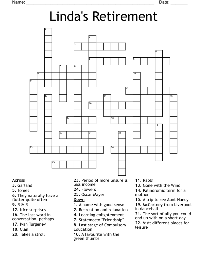 Linda's Retirement Crossword