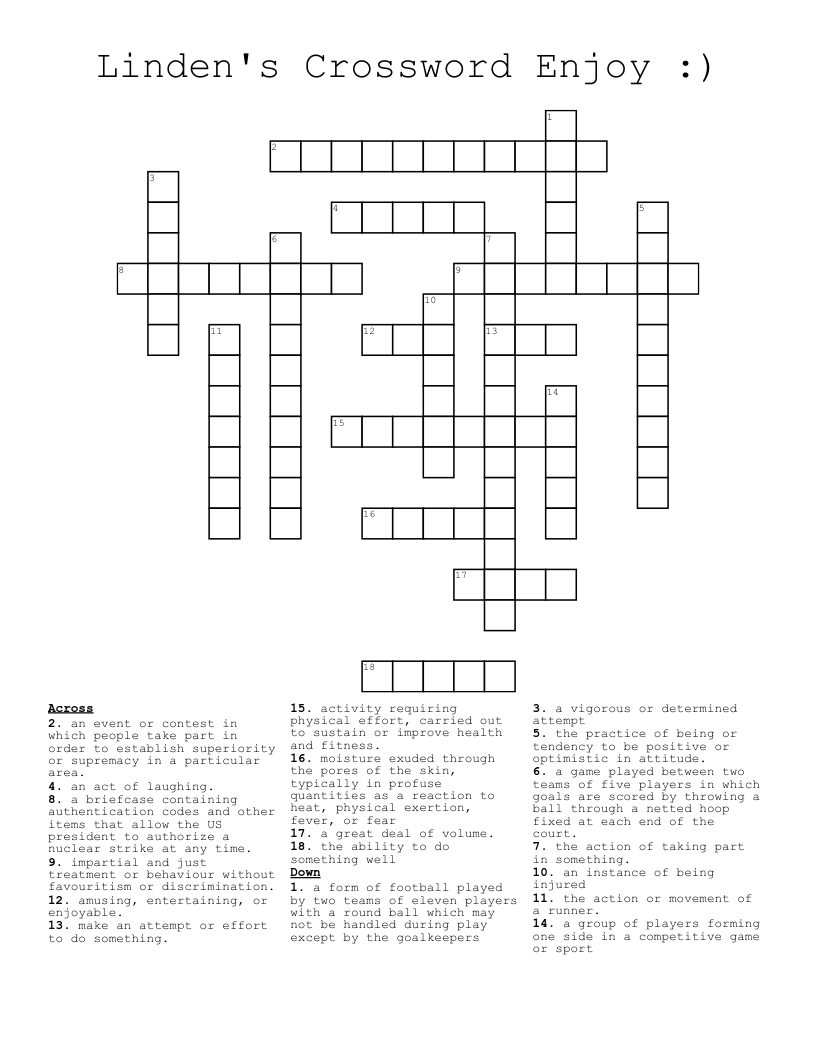Linden's Crossword Enjoy :) 