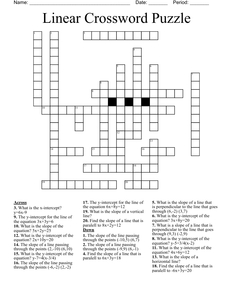 Linear Crossword Puzzle