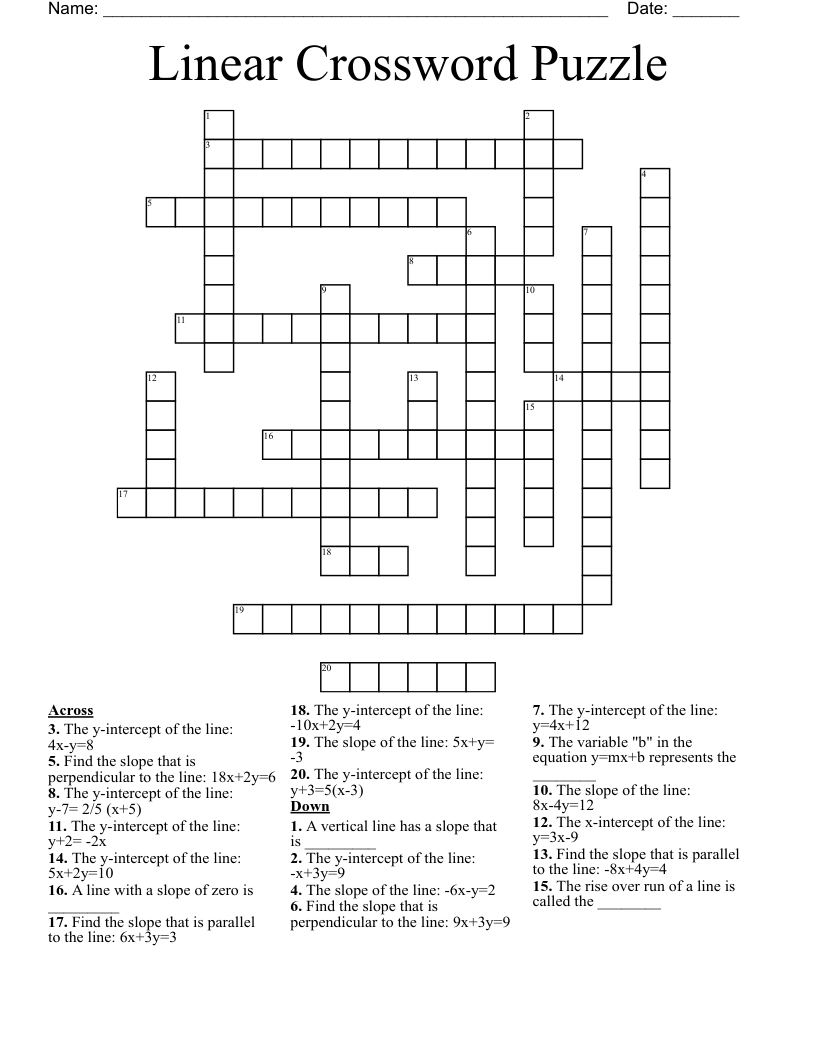 Linear Crossword Puzzle