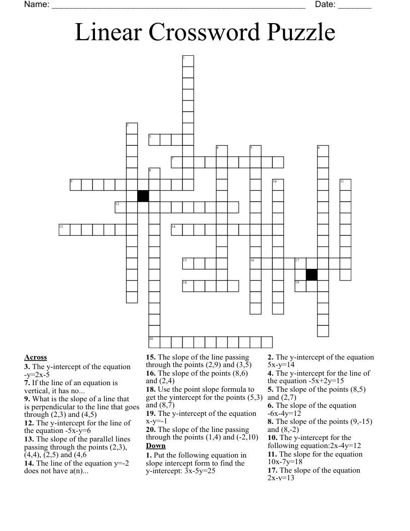 Linear Crossword Puzzle