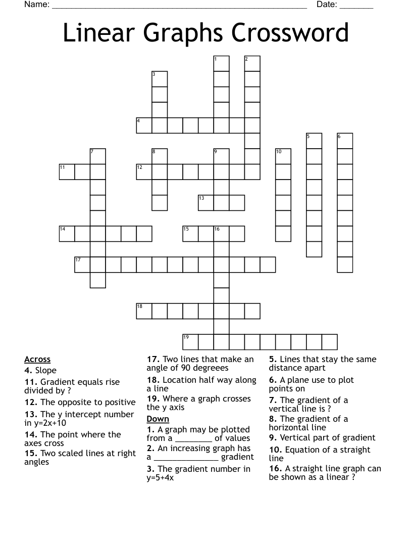 Linear Graphs Crossword