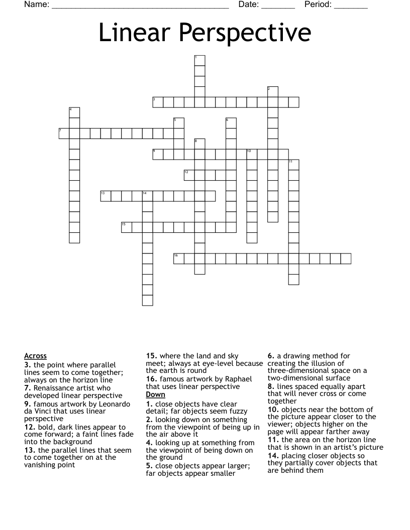 Linear Perspective Crossword