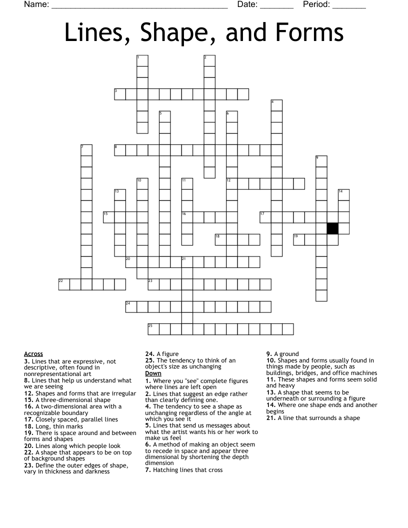 Lines, Shape, and Forms Crossword