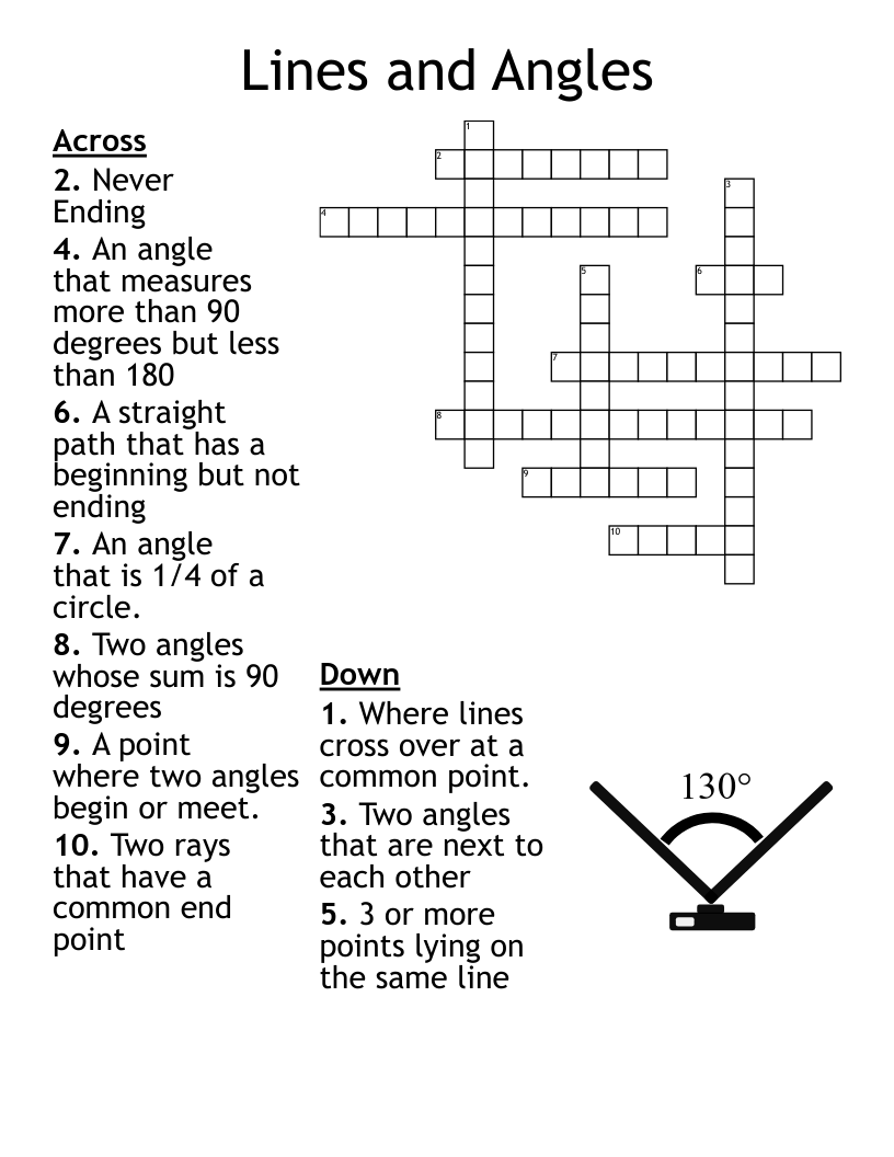 Lines and Angles Crossword