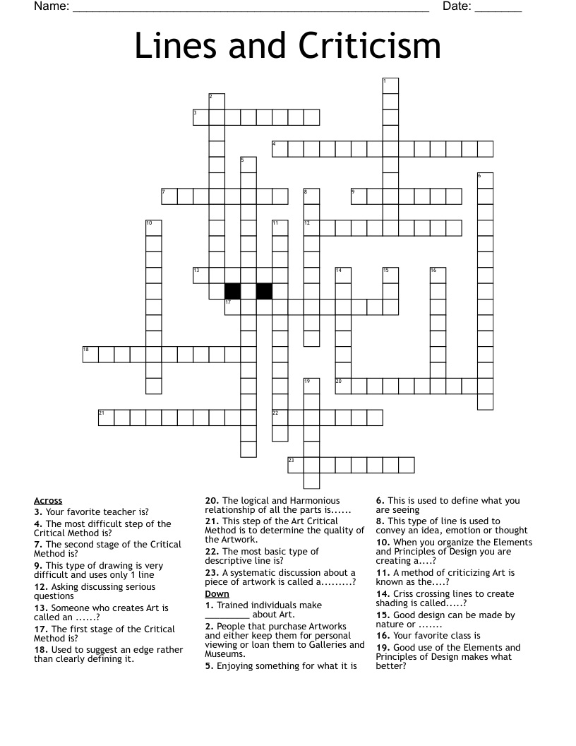 Lines and Criticism Crossword
