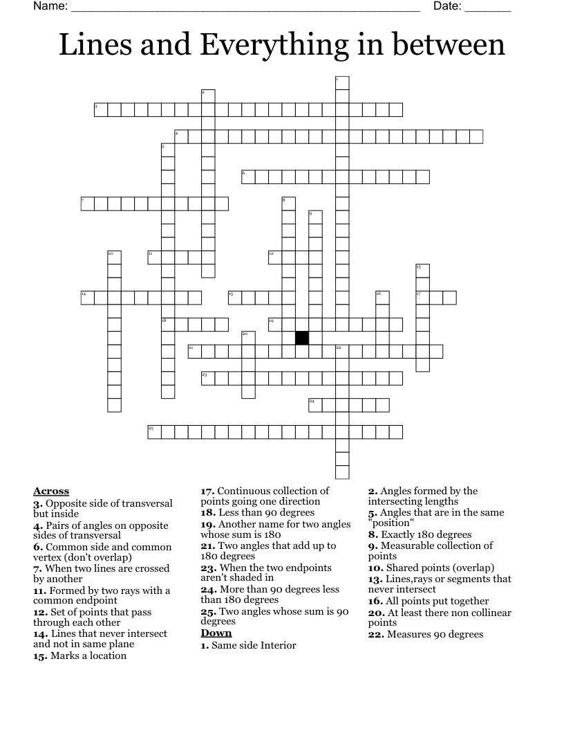 Lines and Everything in between Crossword