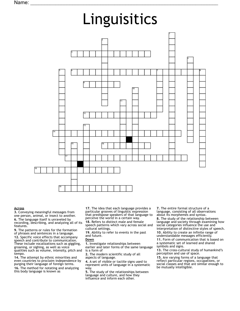 Linguisitics Crossword
