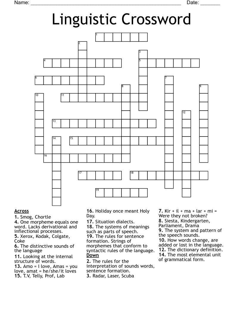 Linguistic Crossword