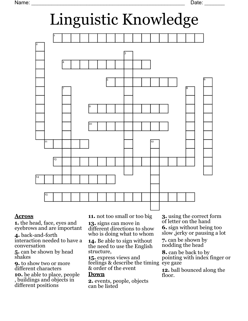 Linguistic Knowledge  Crossword