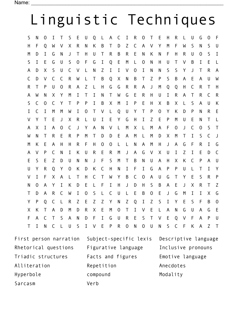 Linguistic Techniques  Word Search