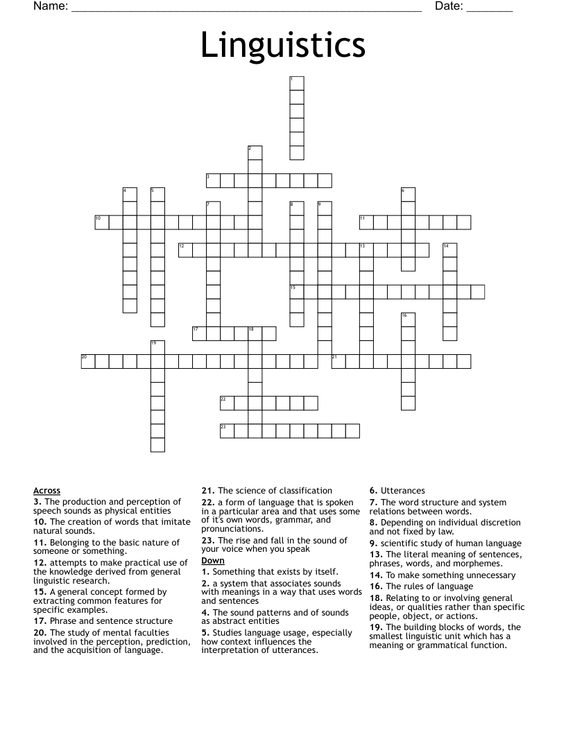 Linguistics Crossword