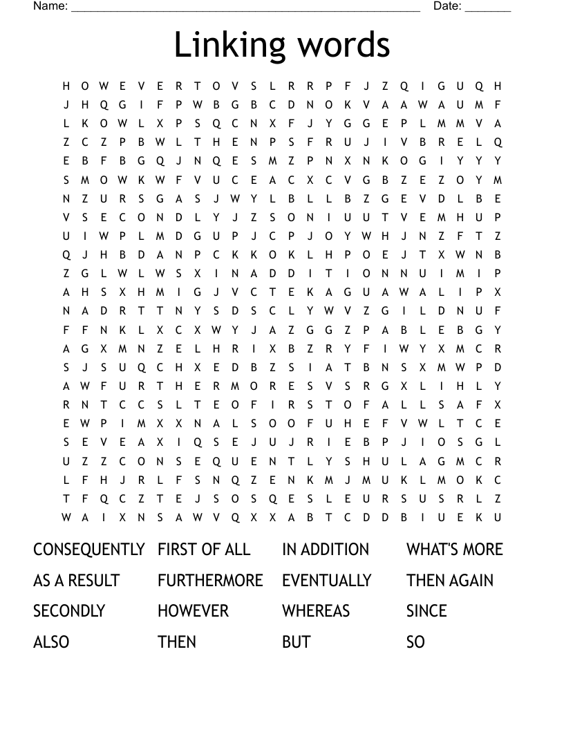 Linking words Word Search