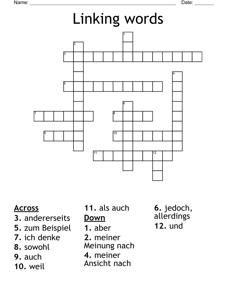 Linking words Crossword